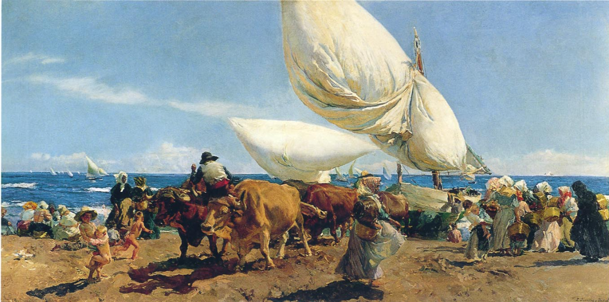 Arrival of the fishing boats on the beach_Valencia_1898.png