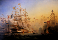 Napoleon III receiving Queen Victoria on board the BRETAGNE on 05 August 1858.png