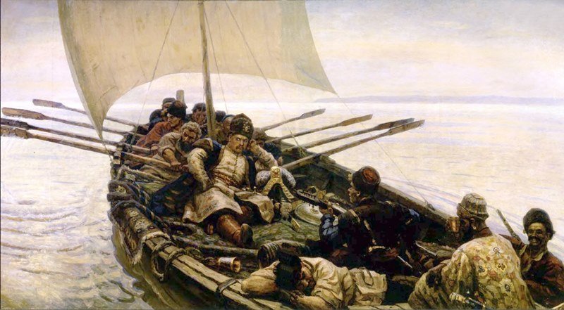 STEPAN RAZIN sailing in the Caspian Sea by Vasily Surikov 1906 (2).jpg
