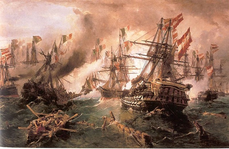 Kaiser surrounded by Italian ironclads at Lissa, by Constantine Volanakis.jpg